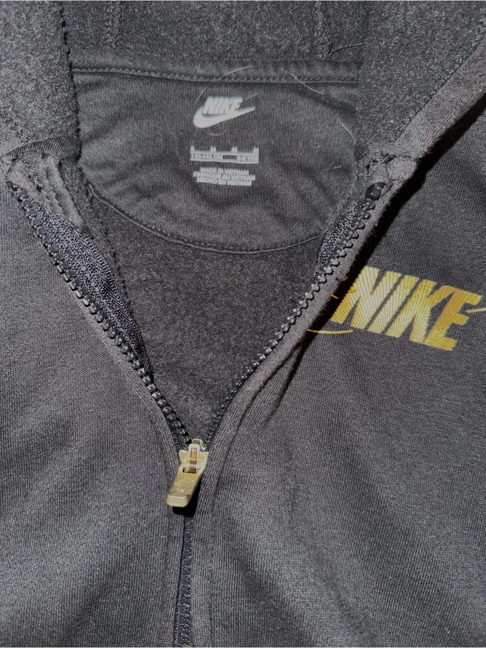 Nike Kids Black Zip Hoodie with Gold Size 5/6